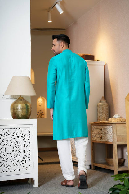 Sky blue kurta-set For Men