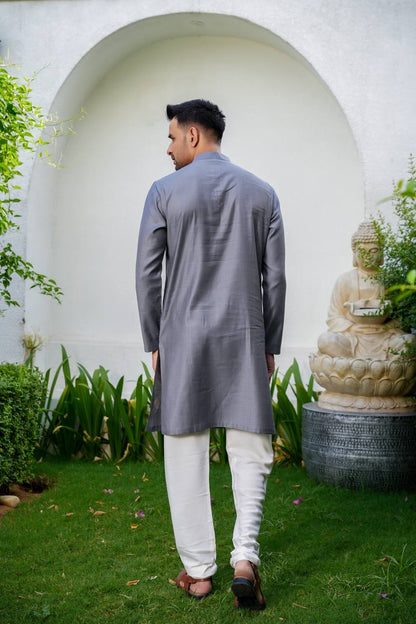 Gray kurta-set For Men