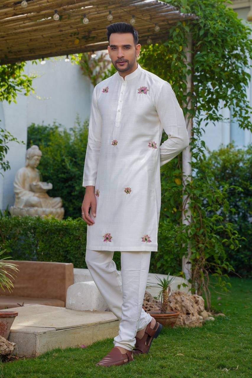 White elegance kurta-set For Men