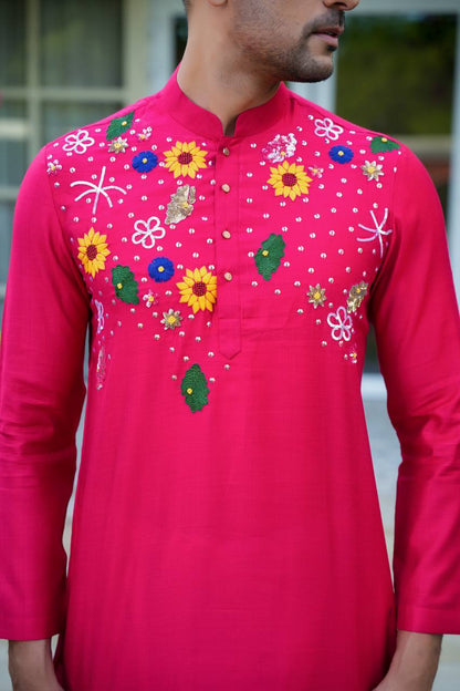 Pink Elegance Kurta Set For Men