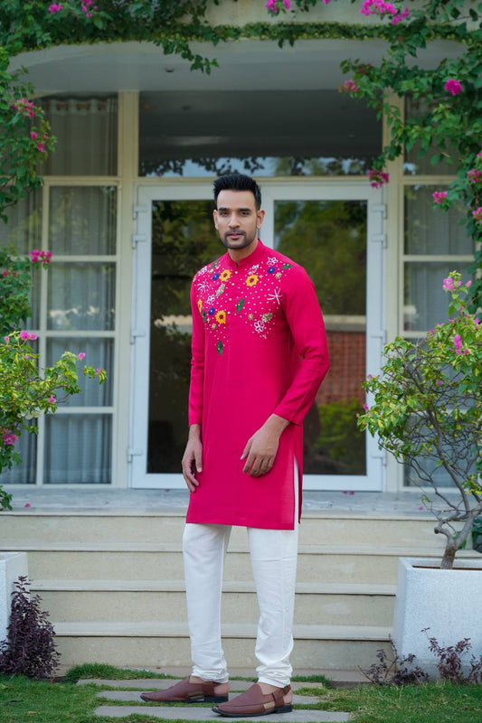 Pink Elegance Kurta Set For Men