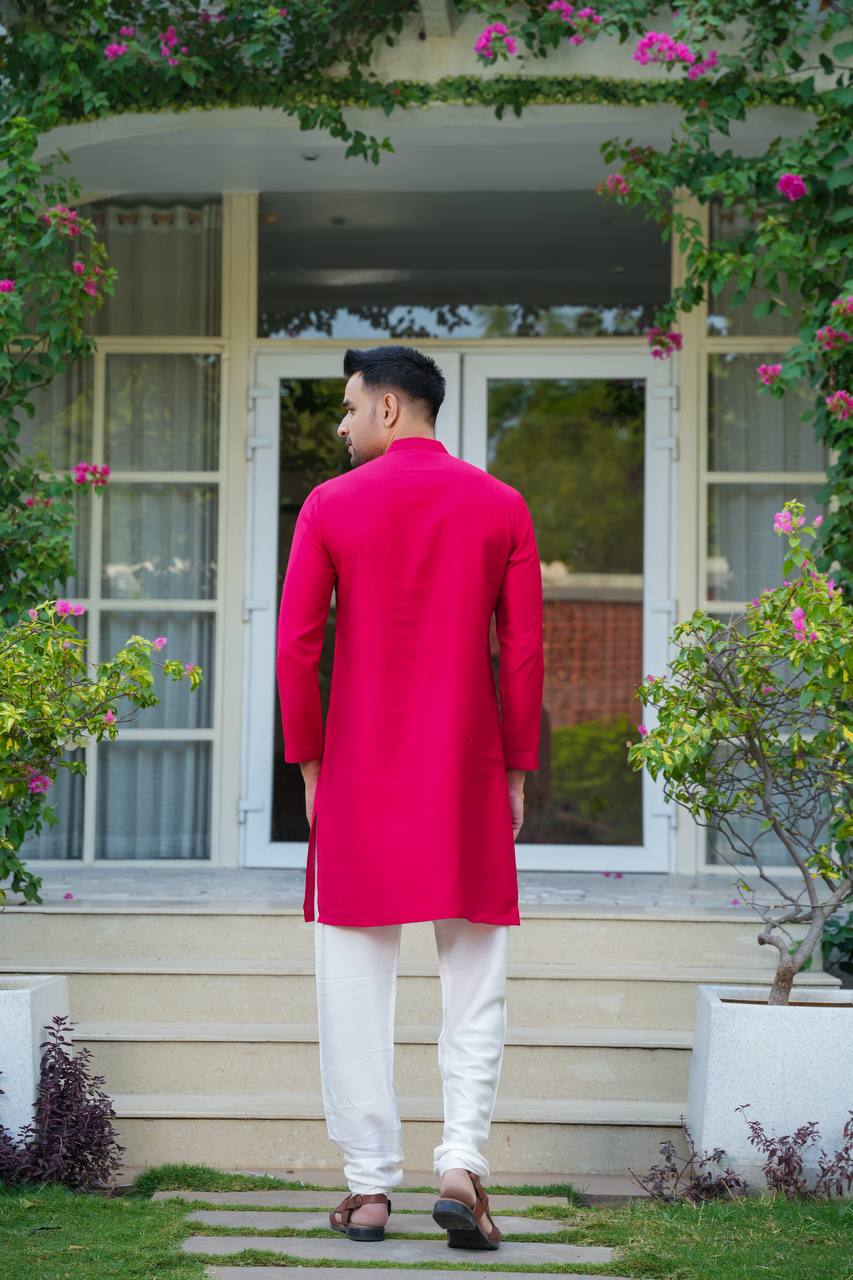 Pink Elegance Kurta Set For Men