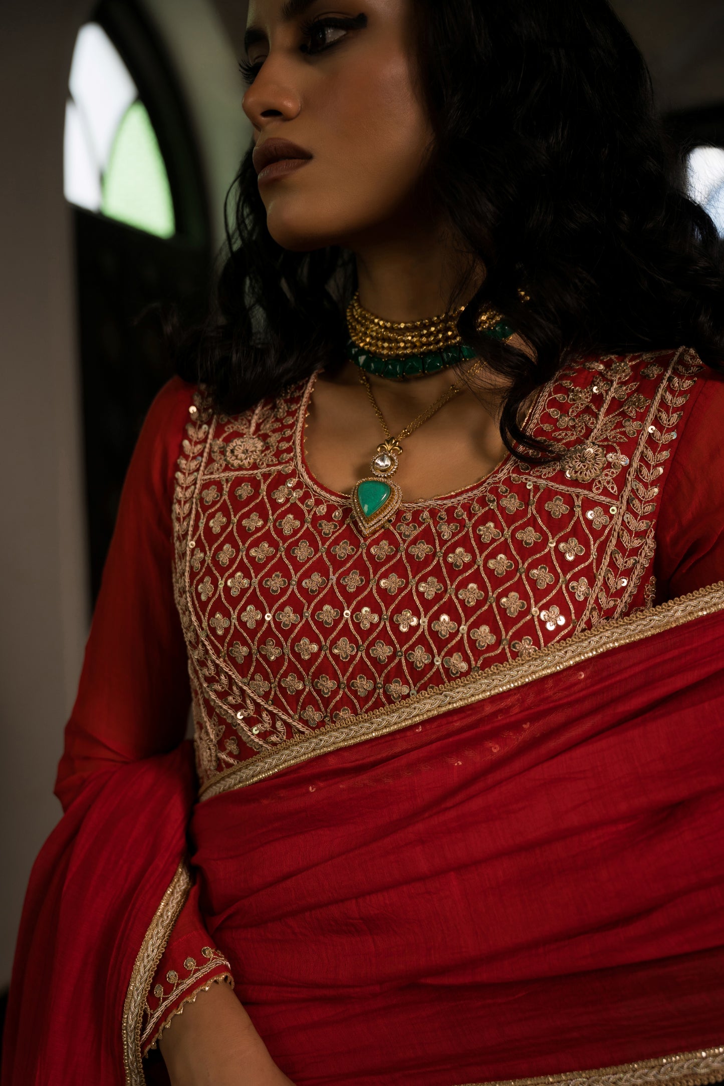 Red Anarkali Dress