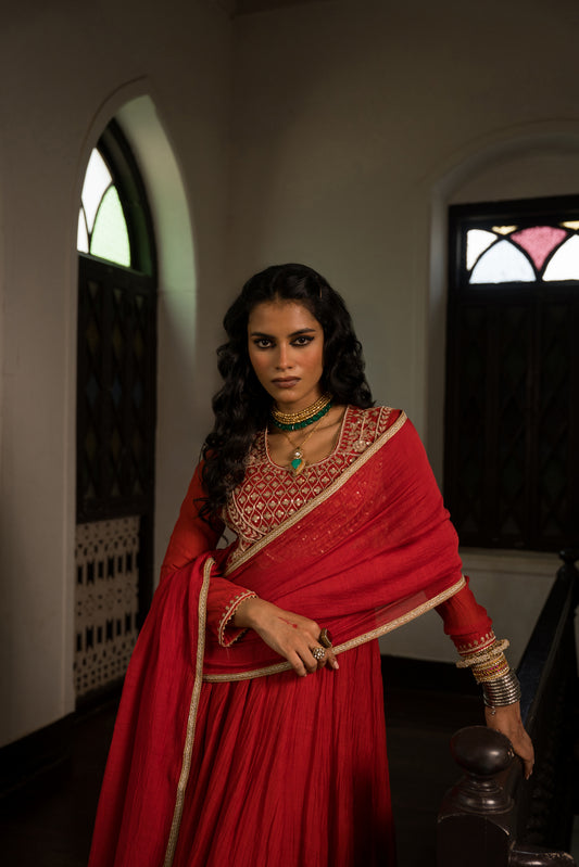 Red Anarkali Dress