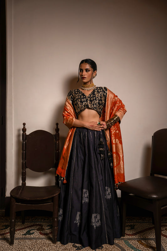 Black Lehanga Choli With Dupatta