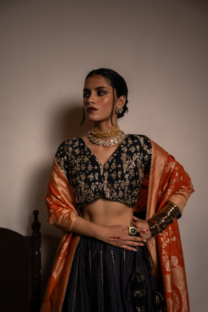 Black Lehanga Choli With Dupatta