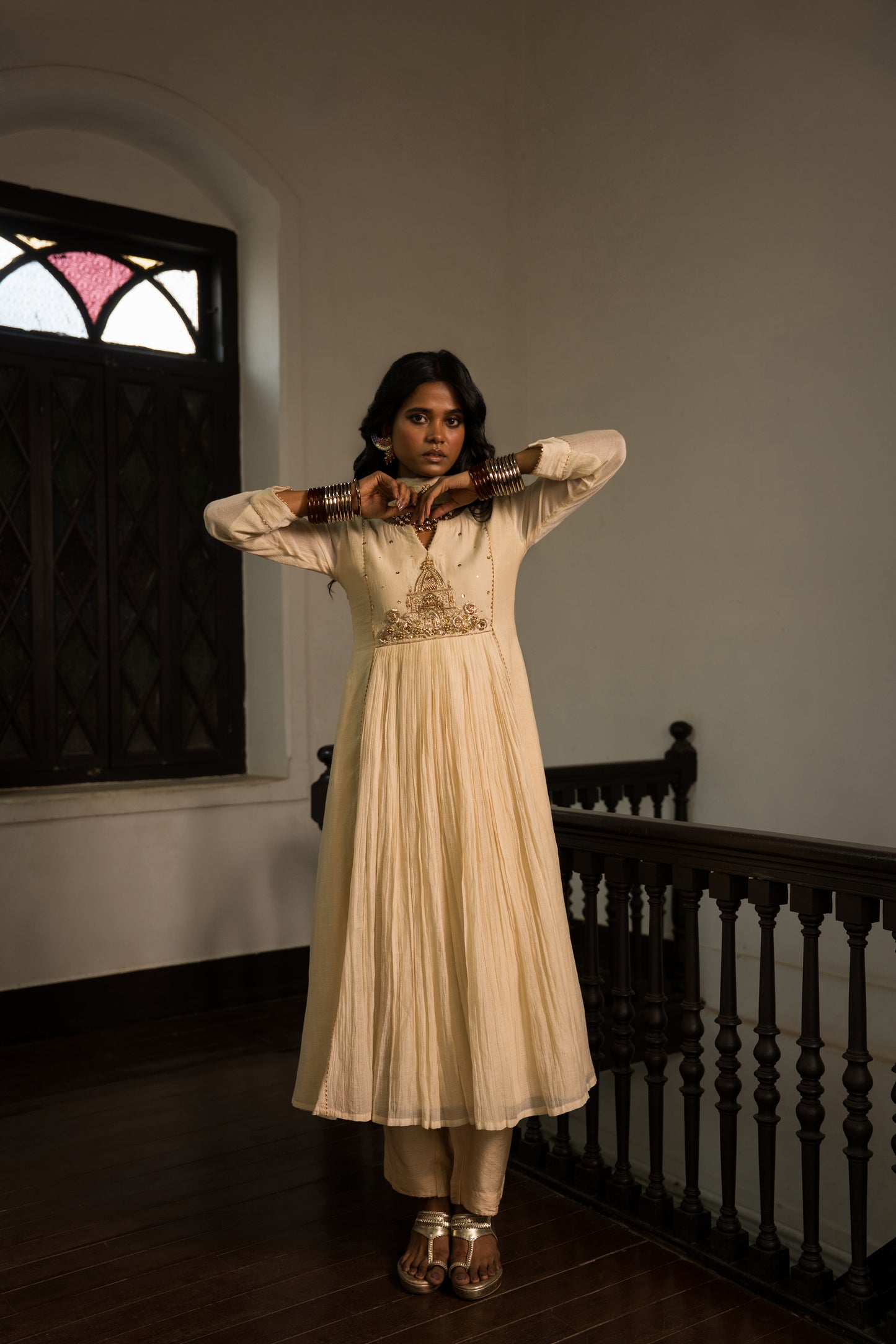 Devalaya Ivory Chanderi Tissue Kurta Set