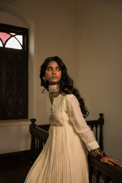 Devalaya Ivory Chanderi Tissue Kurta Set