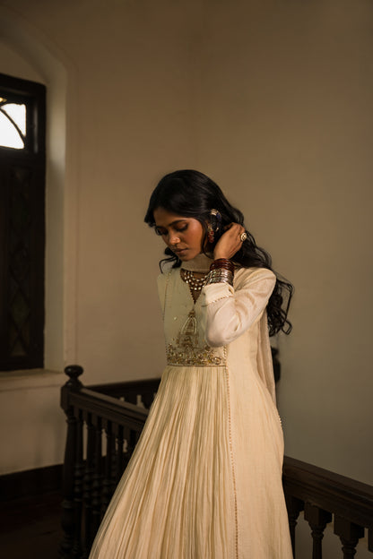Devalaya Ivory Chanderi Tissue Kurta Set