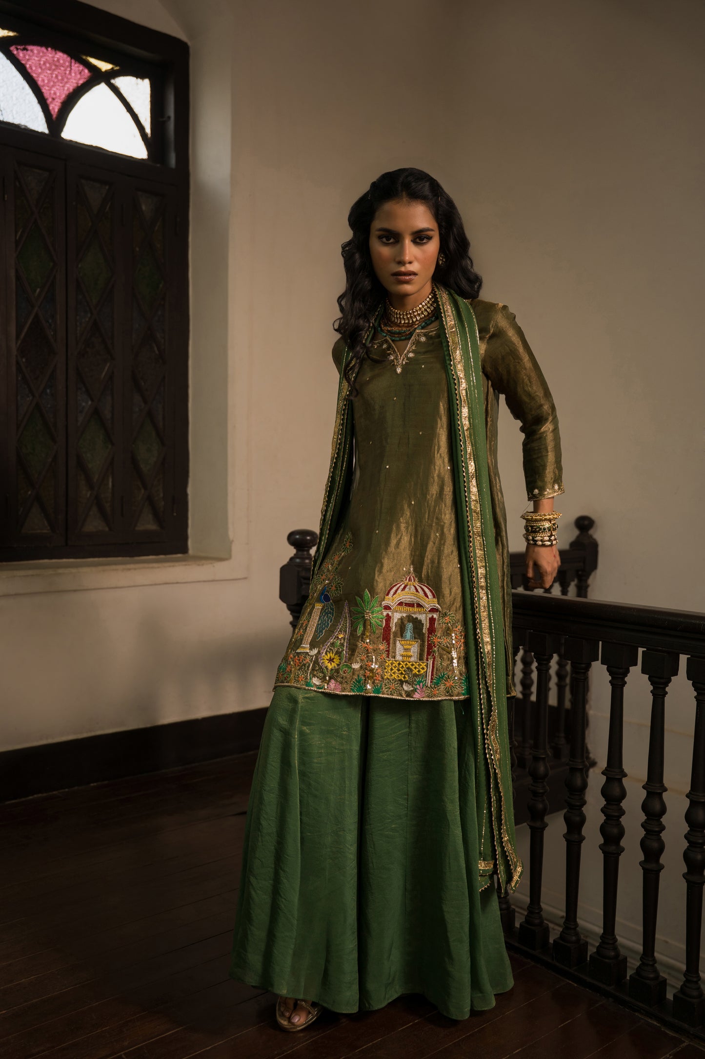 Green Kurta sharara  With Dupatta