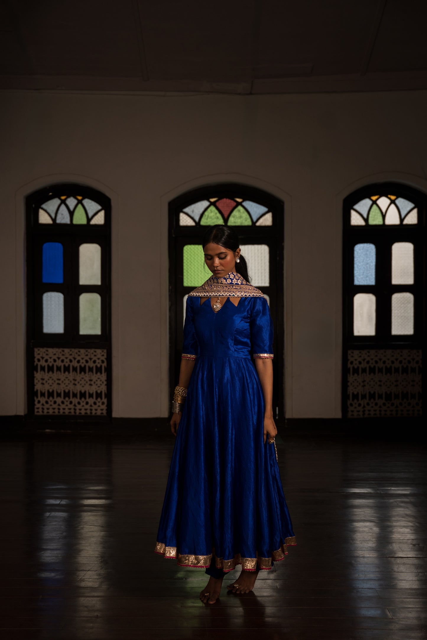 Blue Anarkali Dress With Dupatta