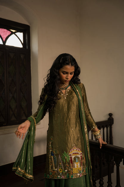 Green Kurta sharara  With Dupatta