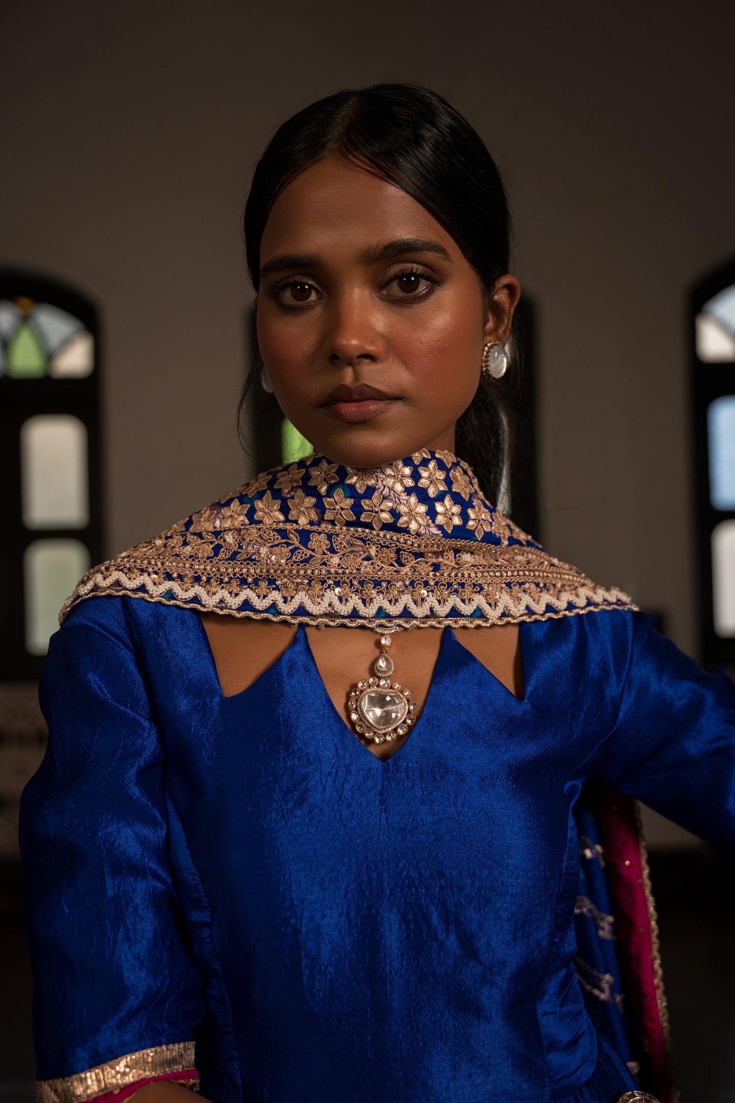 Blue Anarkali Dress With Dupatta