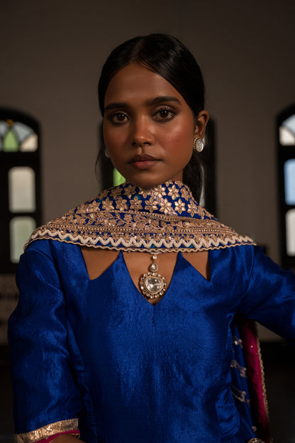 Blue Anarkali Dress With Dupatta
