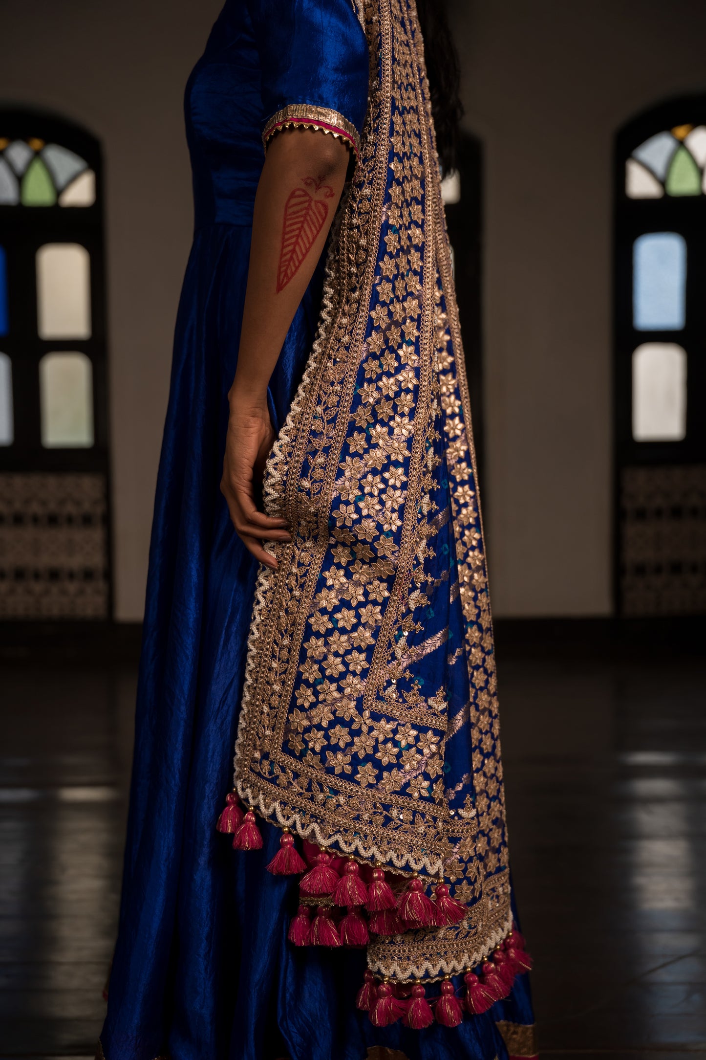 Blue Anarkali Dress With Dupatta