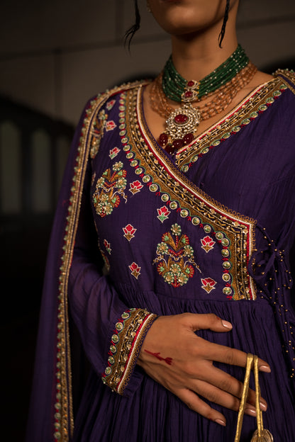 Purple Anarkali With Dupatta