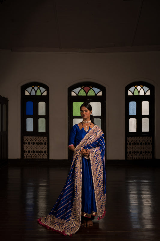 Blue Anarkali Dress With Dupatta