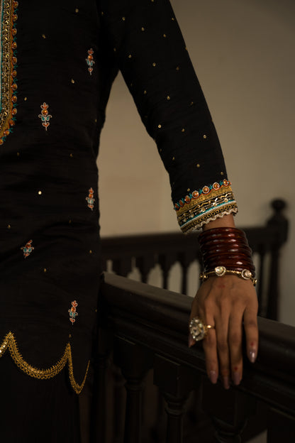 Black Sharara Set With Dupatta