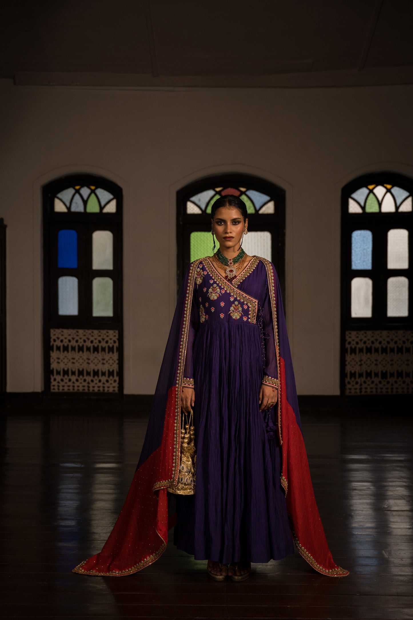 Purple Anarkali With Dupatta