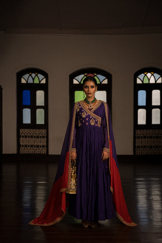 Purple Anarkali With Dupatta