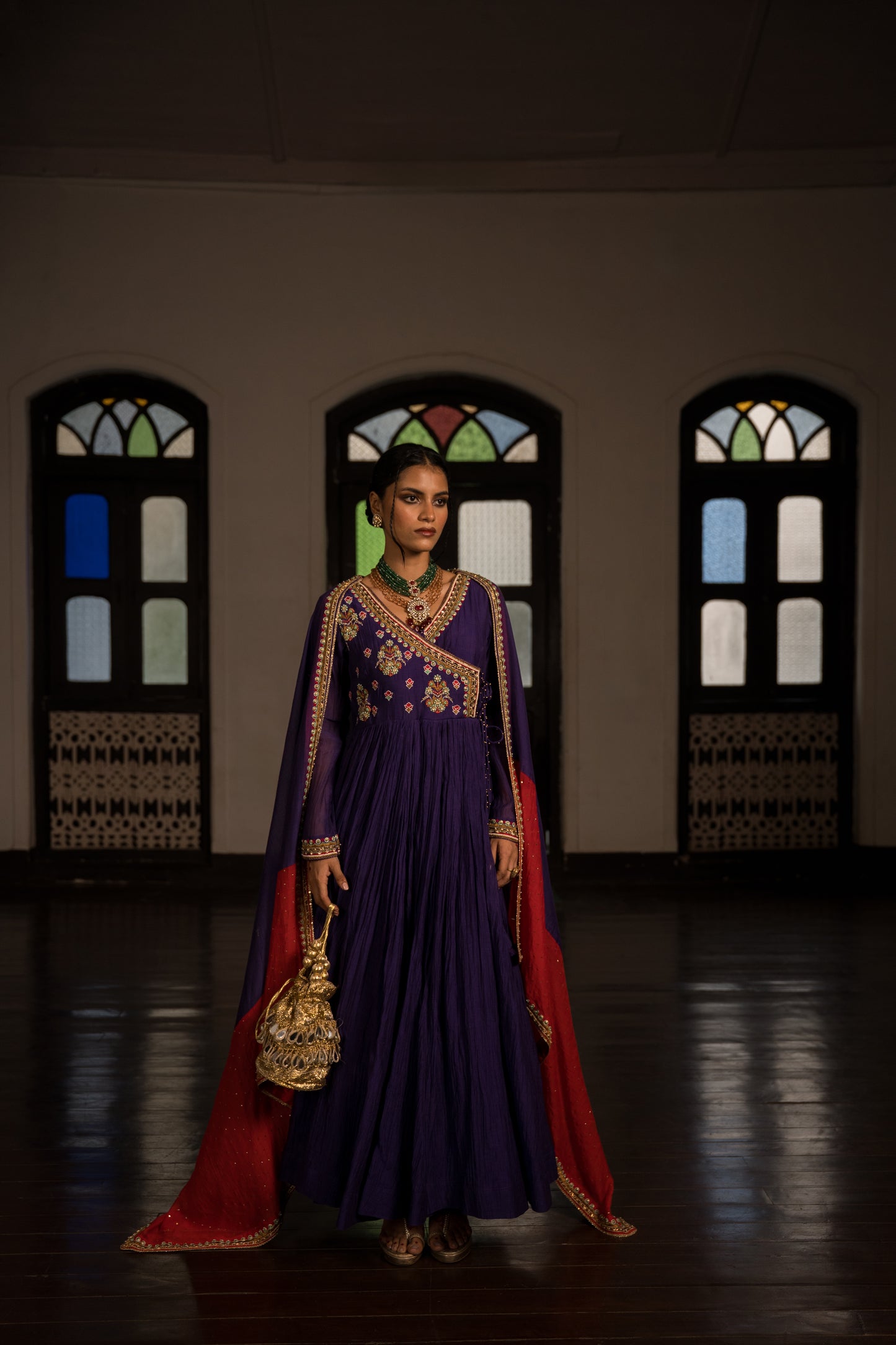 Purple Anarkali With Dupatta