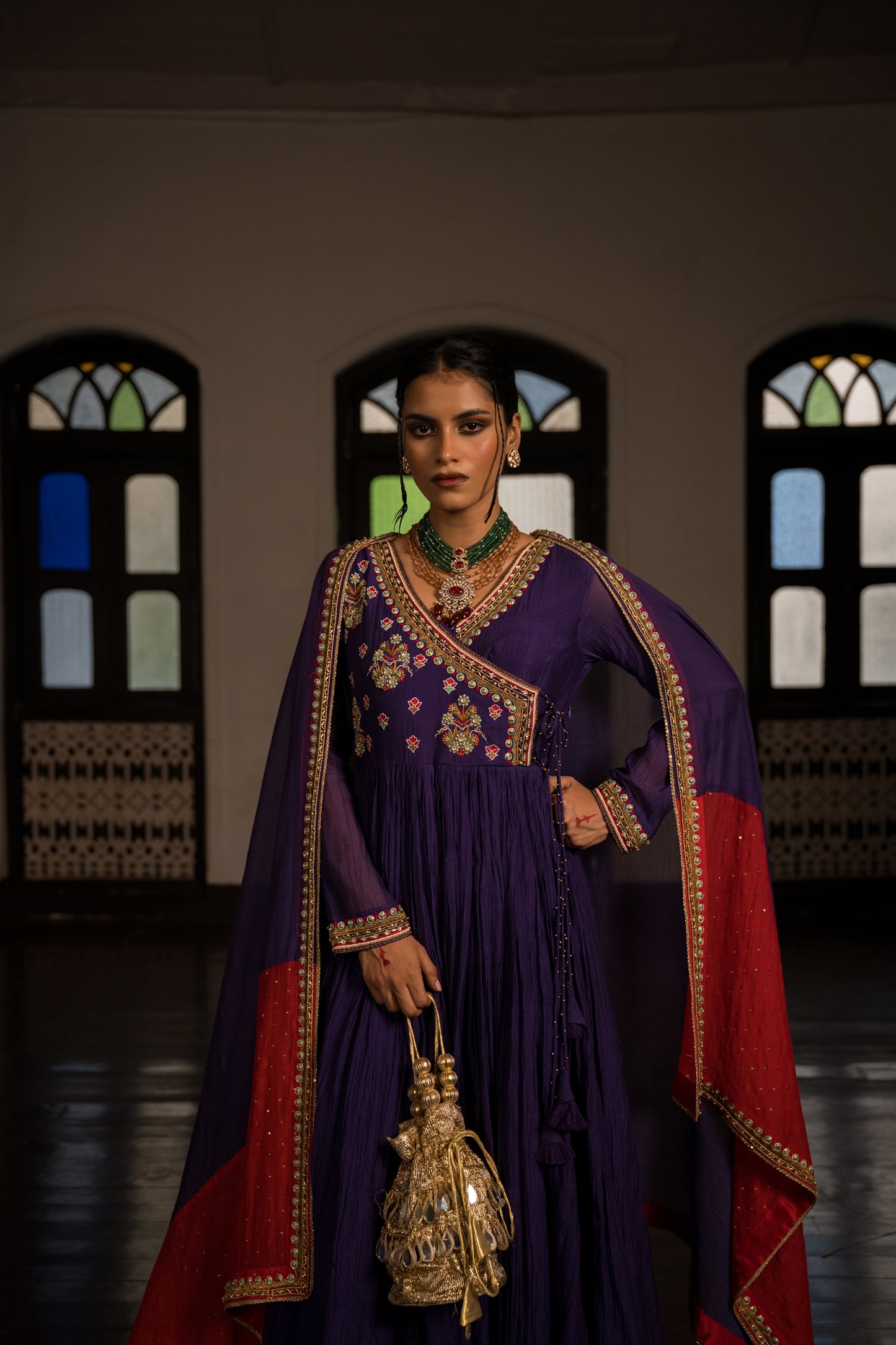 Purple Anarkali With Dupatta