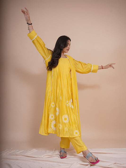 Sunflower yellow kurti set