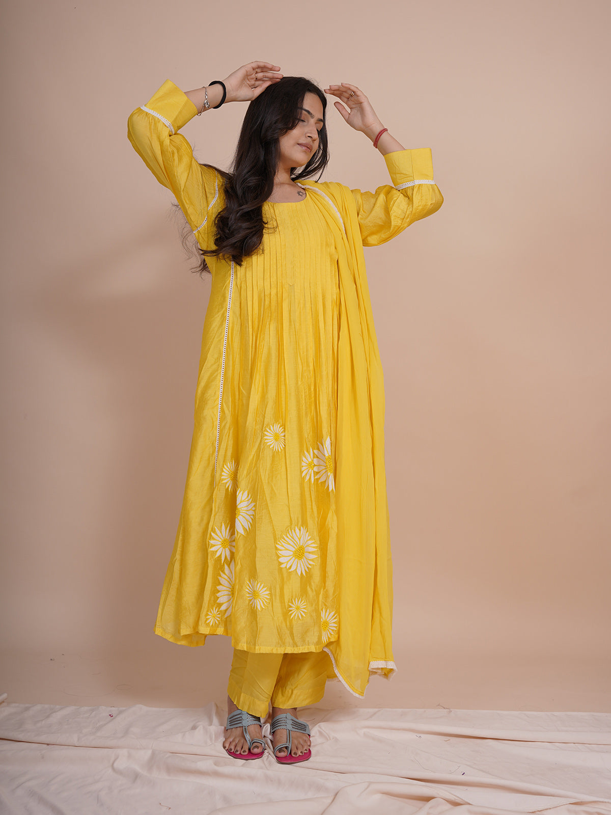 Sunflower yellow kurti set