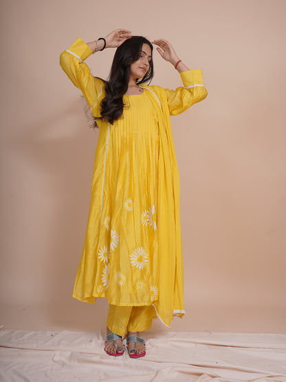 Sunflower yellow kurti set