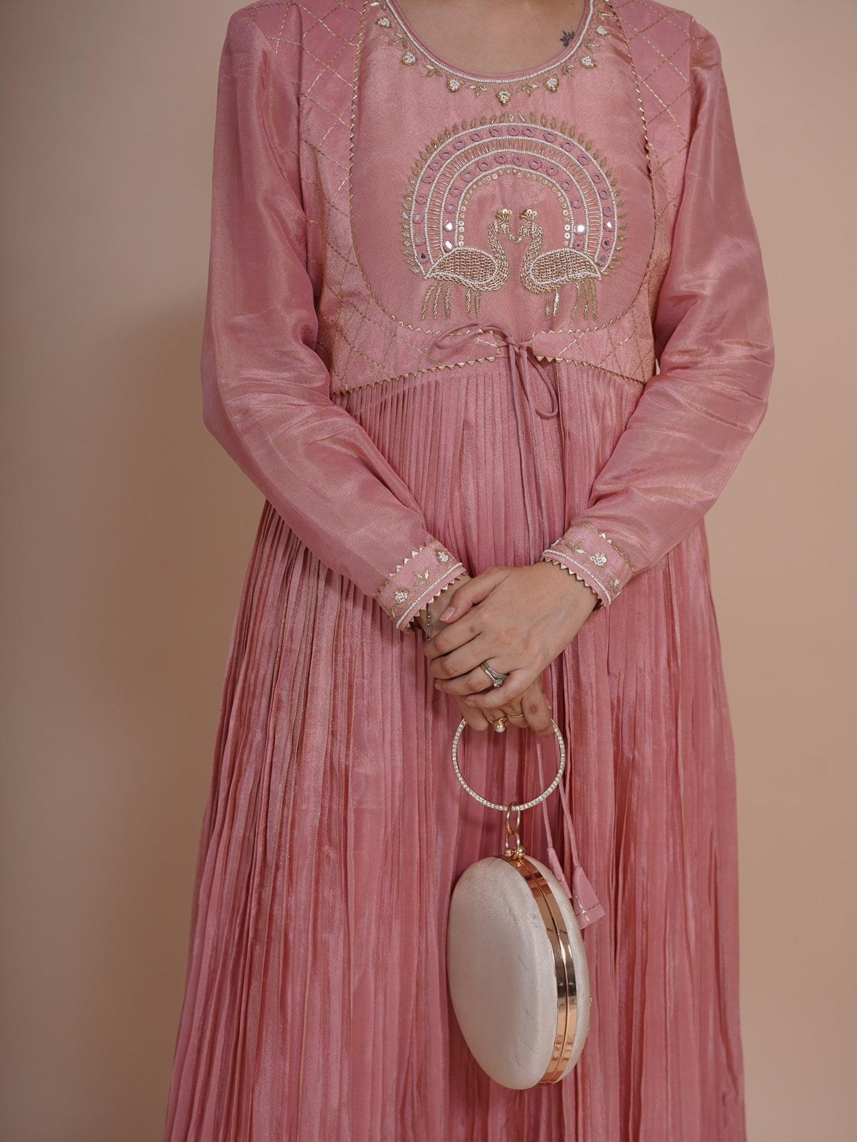Mayurah Tisssue Silk PINK  Anarkali Dress