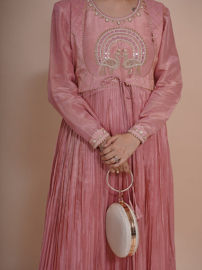 Mayurah Tisssue Silk PINK  Anarkali Dress