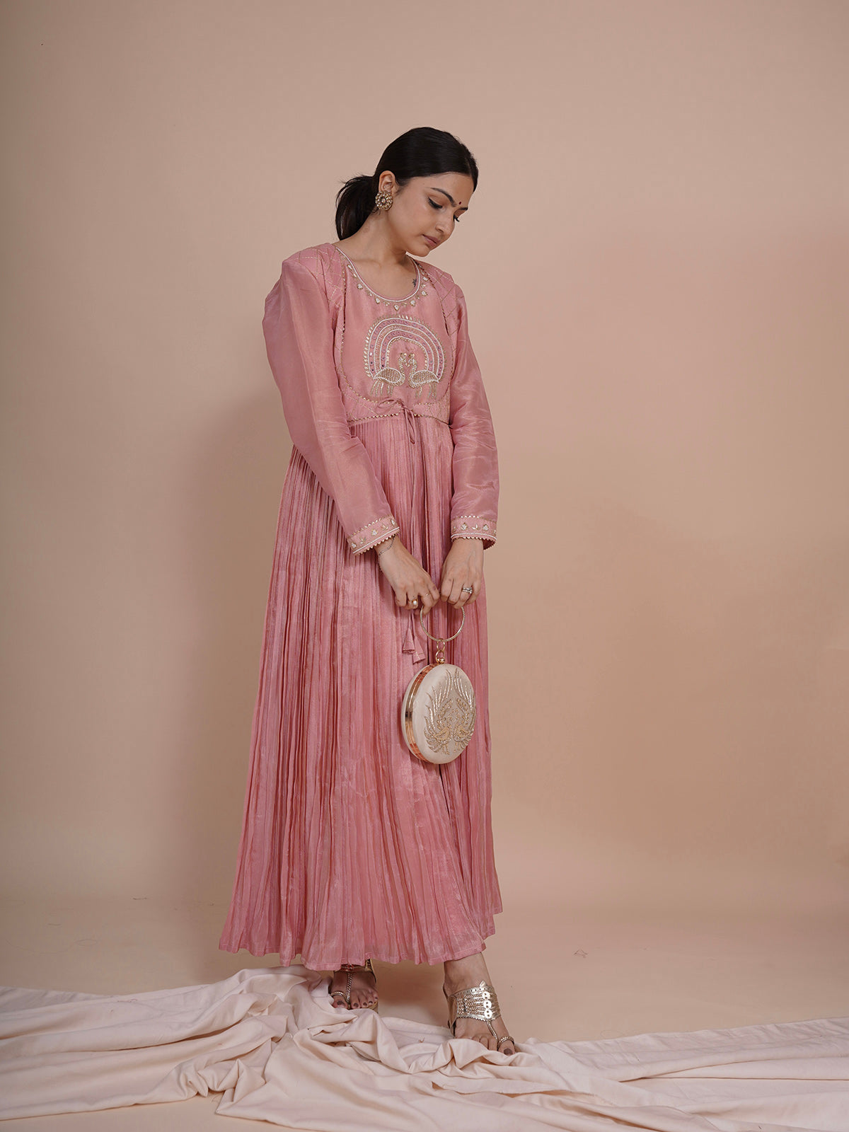 Mayurah Tisssue Silk PINK  Anarkali Dress