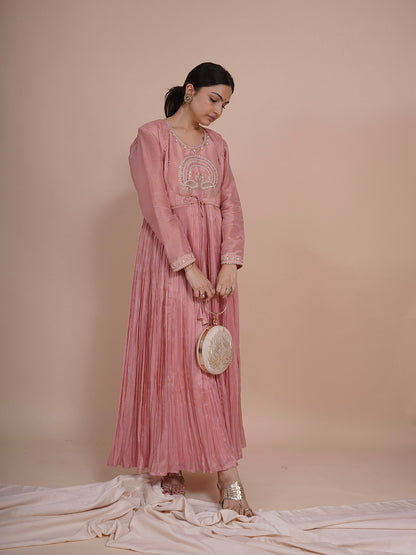 Mayurah Tisssue Silk PINK  Anarkali Dress