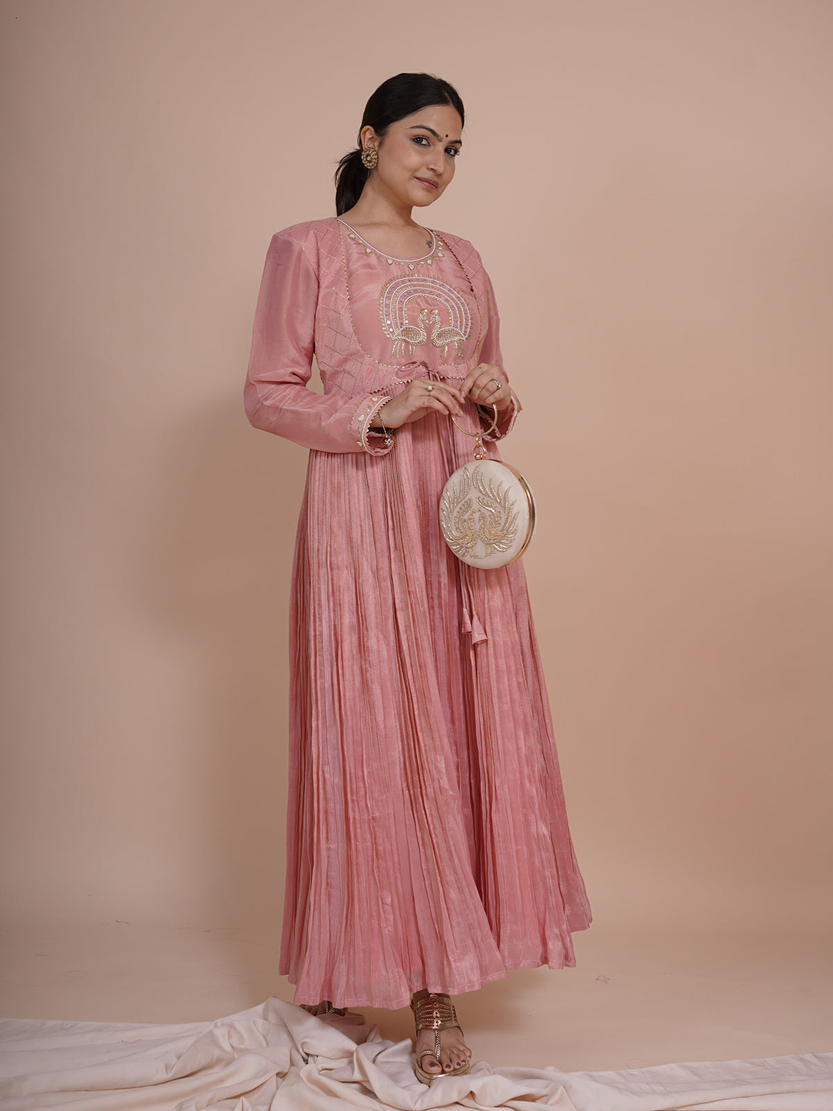 Mayurah Tisssue Silk PINK  Anarkali Dress