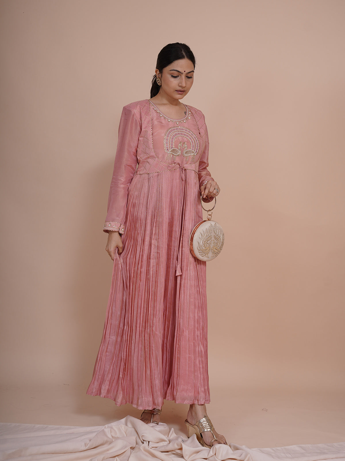 Mayurah Tisssue Silk PINK  Anarkali Dress