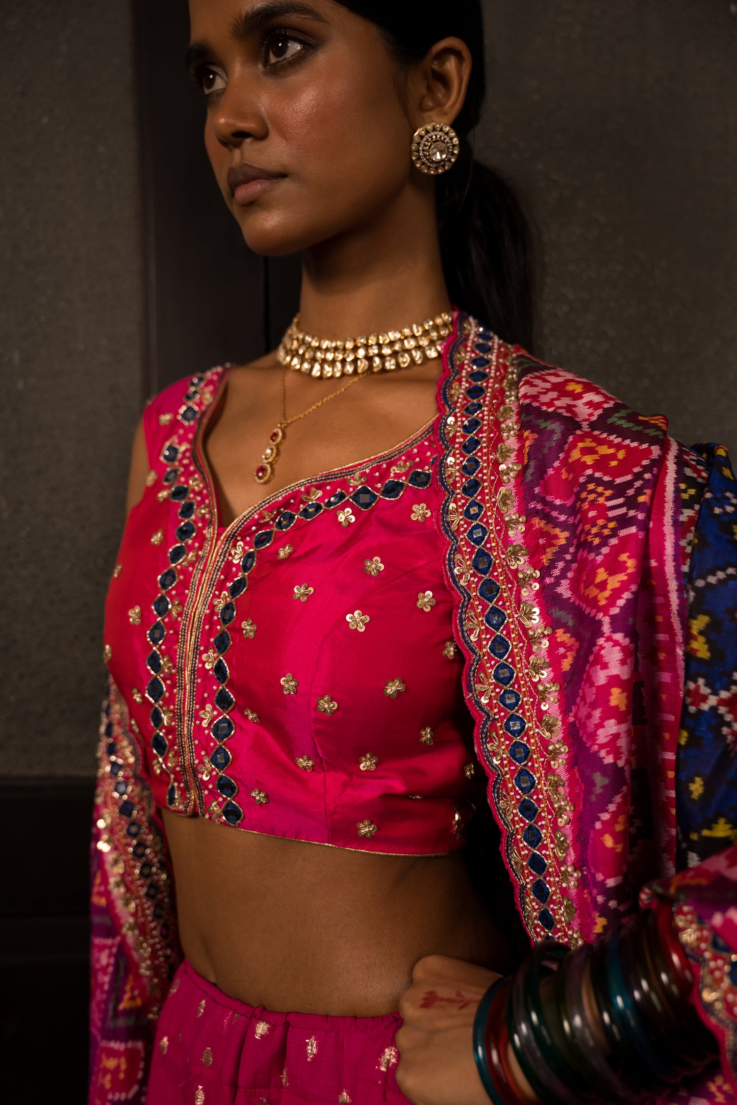 Pink Lehanga Choli With Patola Dupatta