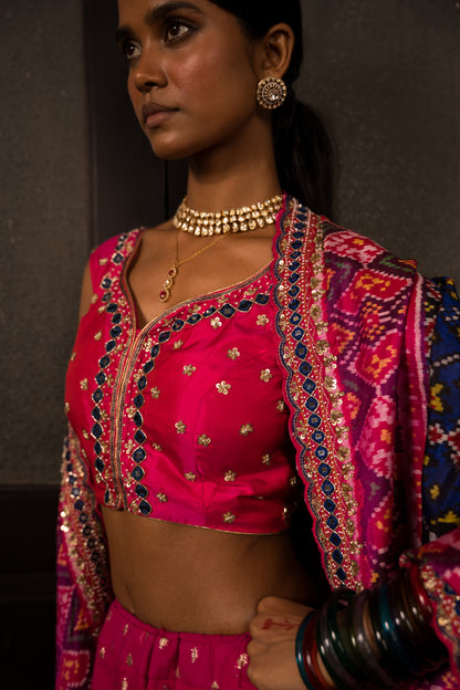 Pink Lehanga Choli With Patola Dupatta