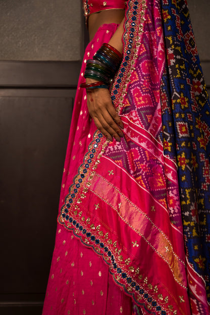 Pink Lehanga Choli With Patola Dupatta