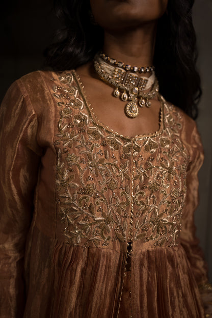 Pure Rose Gold Tissue Lehanga Choli