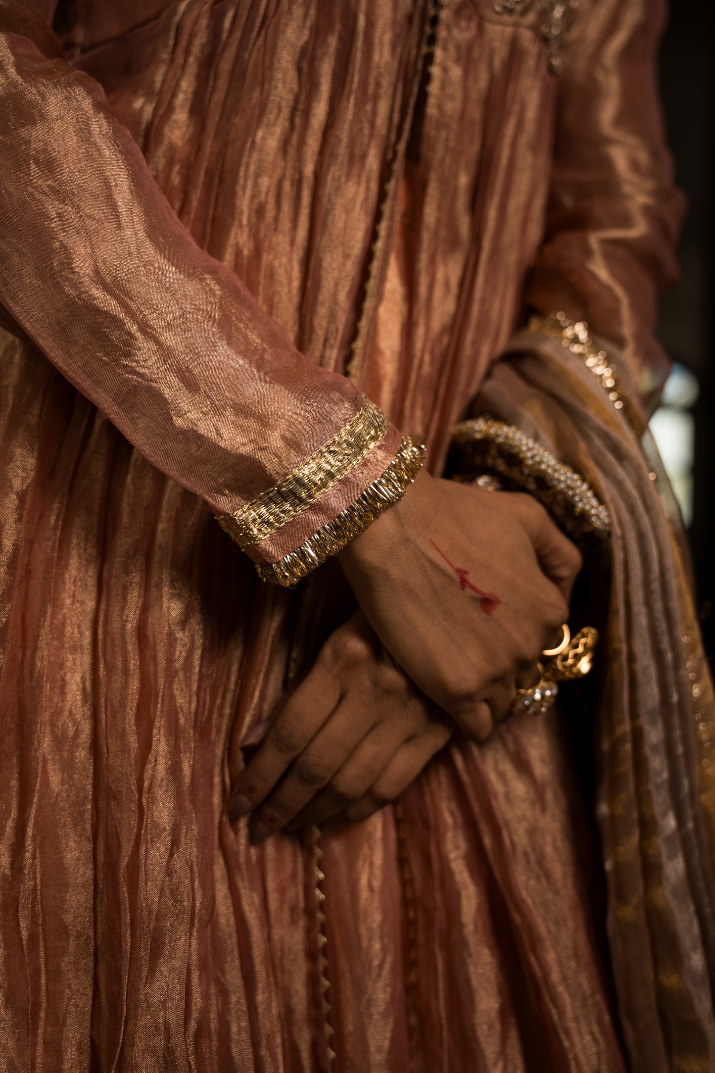 Pure Rose Gold Tissue Lehanga Choli