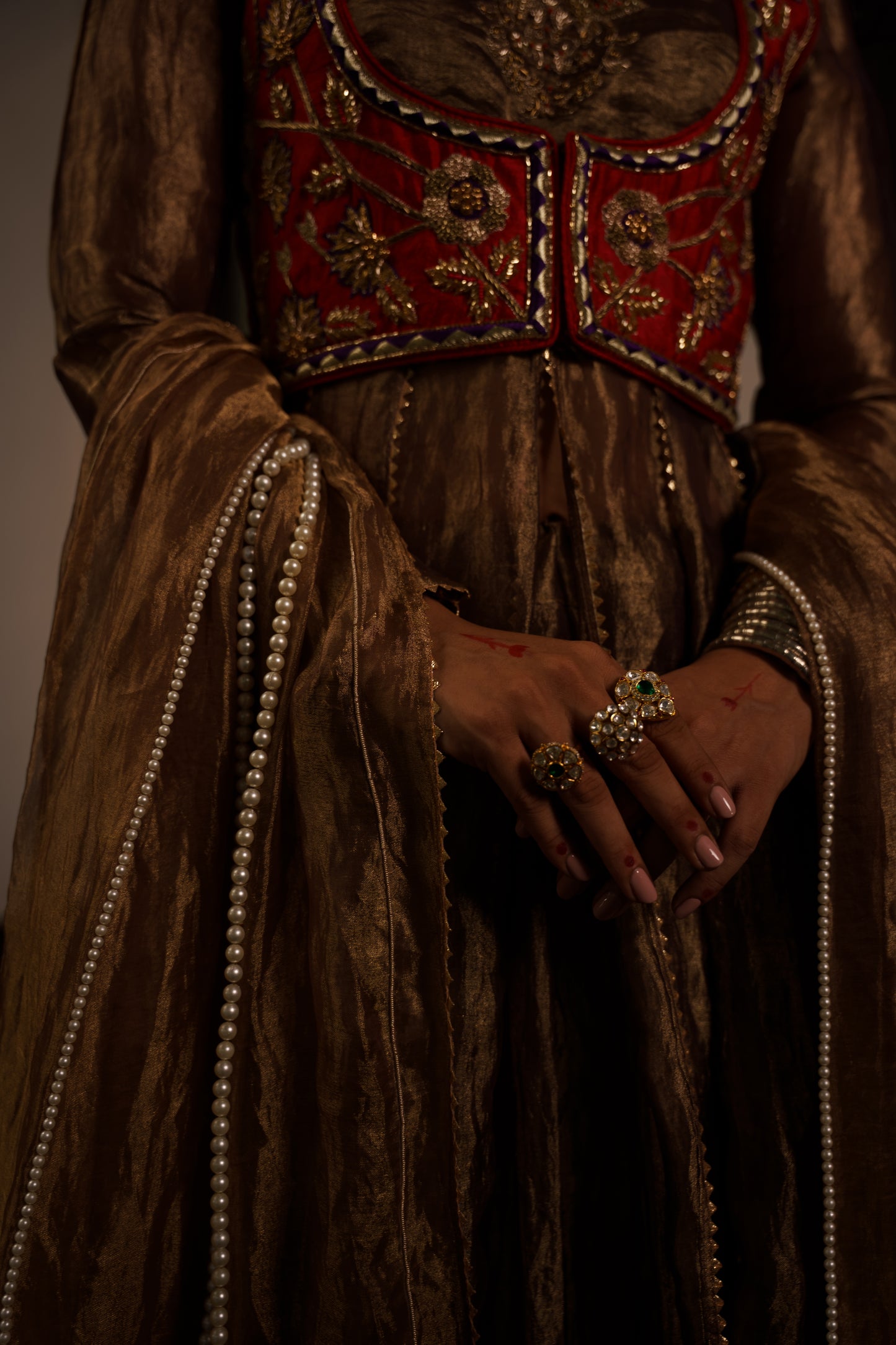 Brown Purple Tissue Lehanga Choli