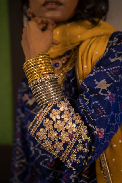 Blue Patola Sharara Set With Dupatta