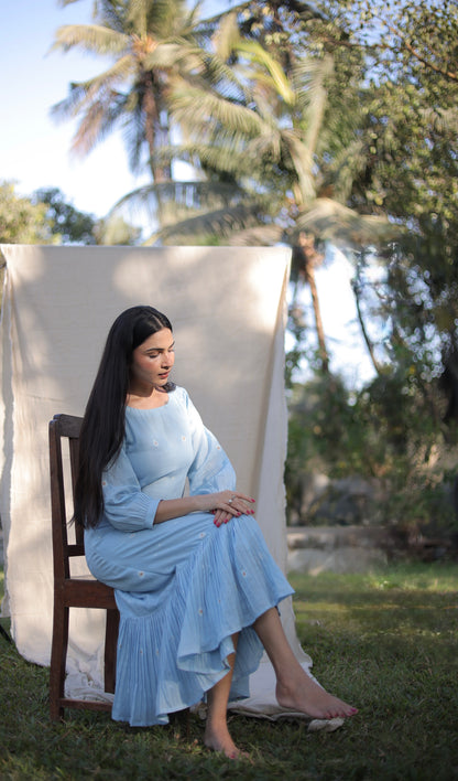 Sky Blue Midi Dress