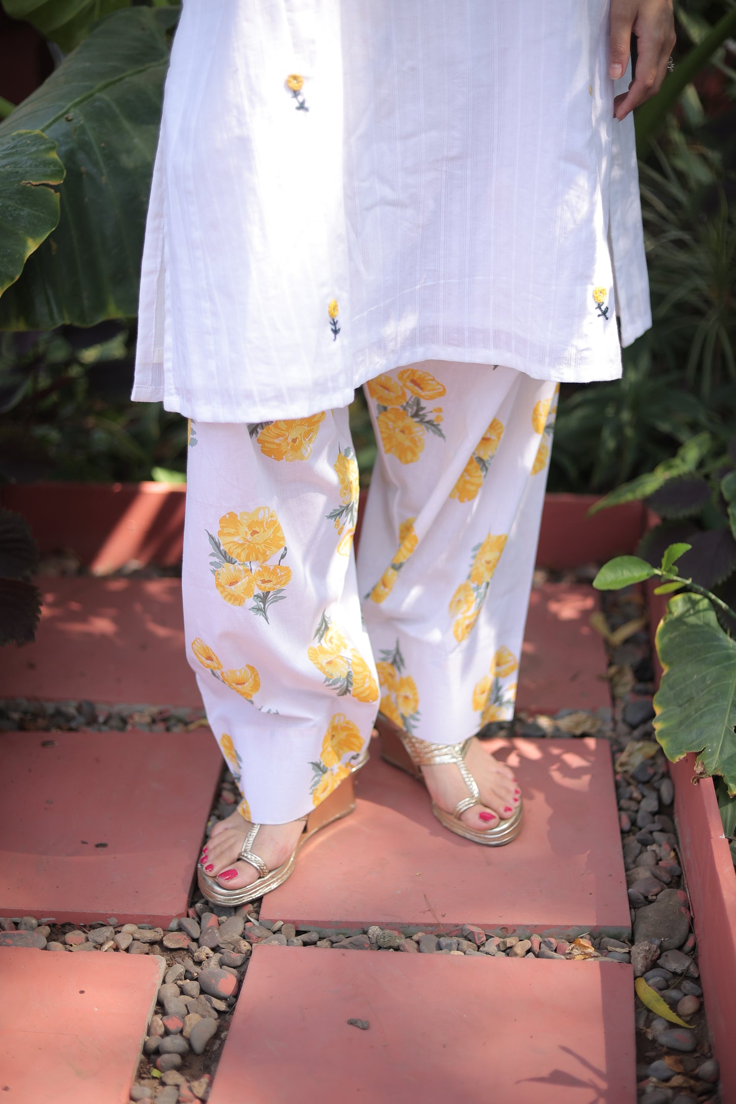 White Flower Kurta-Pant