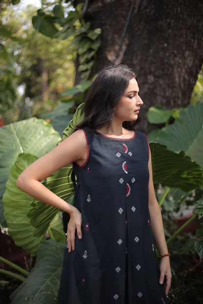 Elegant Black Midi  Dress