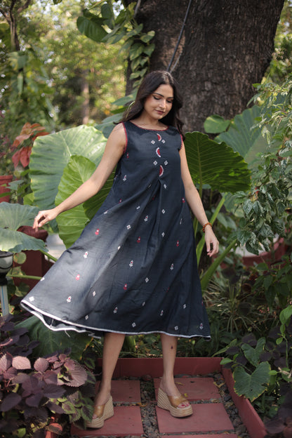 Elegant Black Midi  Dress