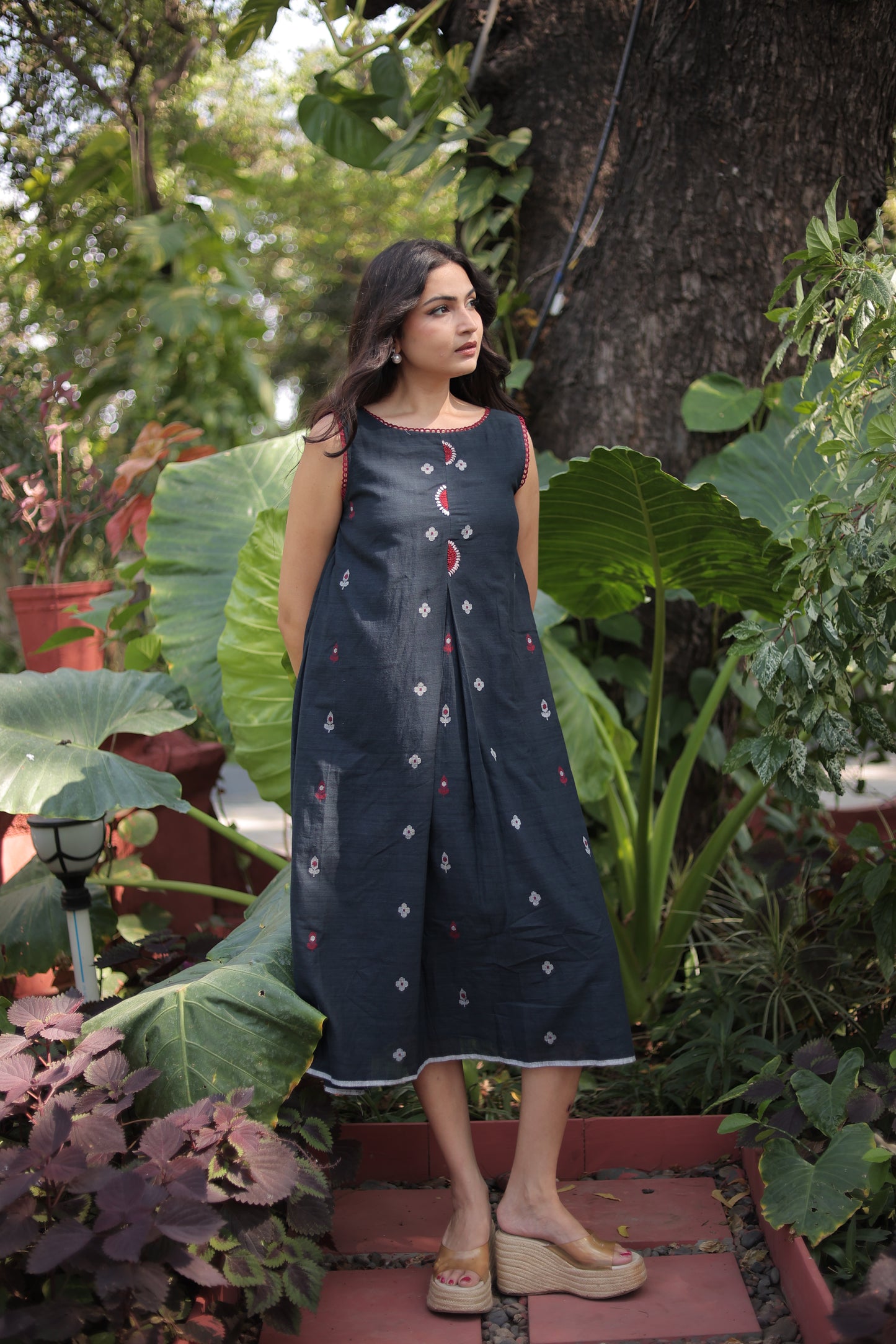 Elegant Black Midi  Dress