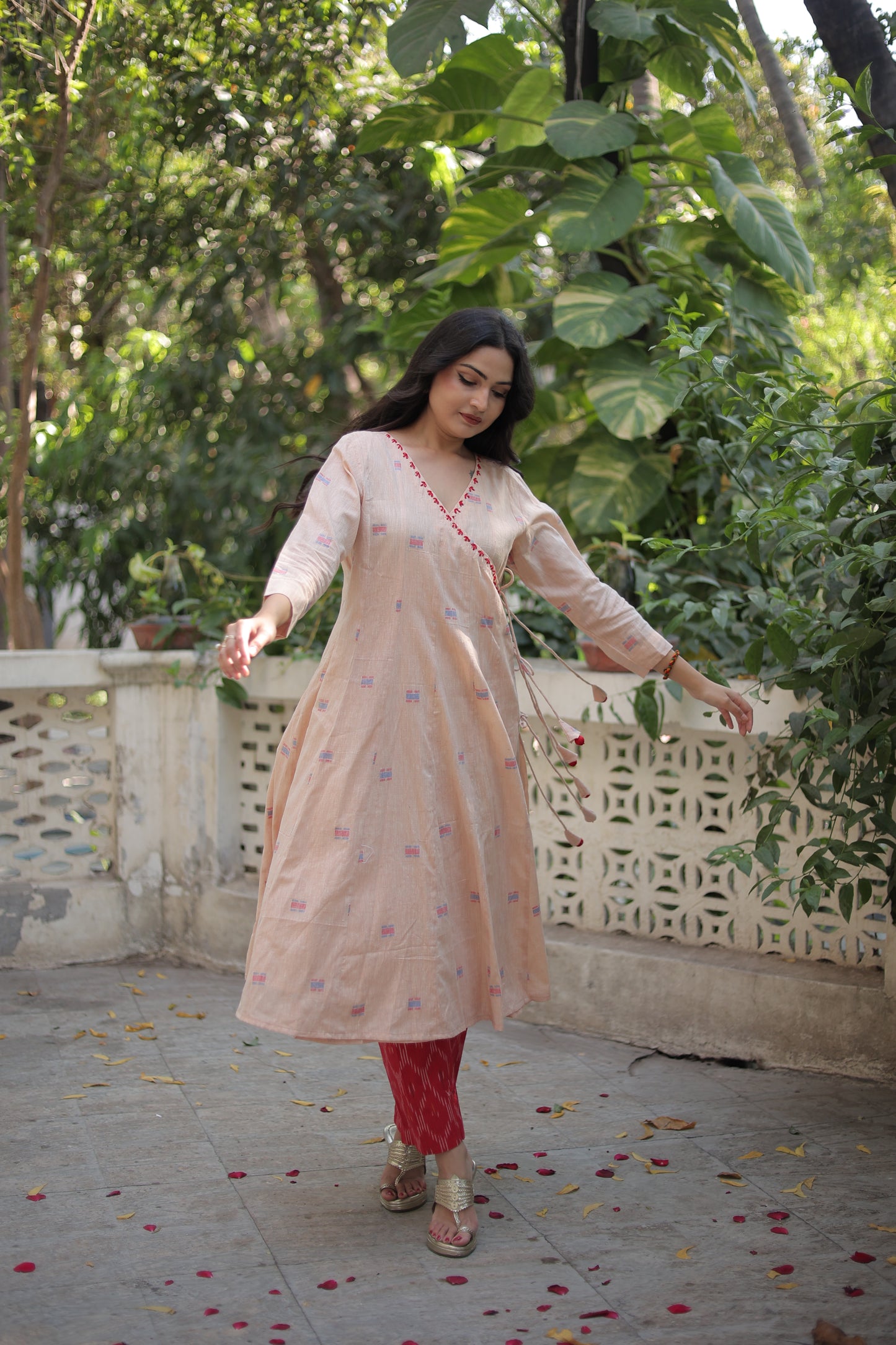 Peach Anarkali Dress with pant