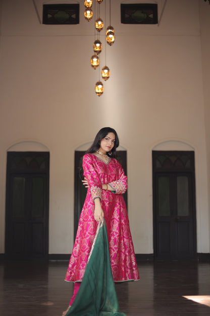 Rani Silk Kurti Set With Dupatta