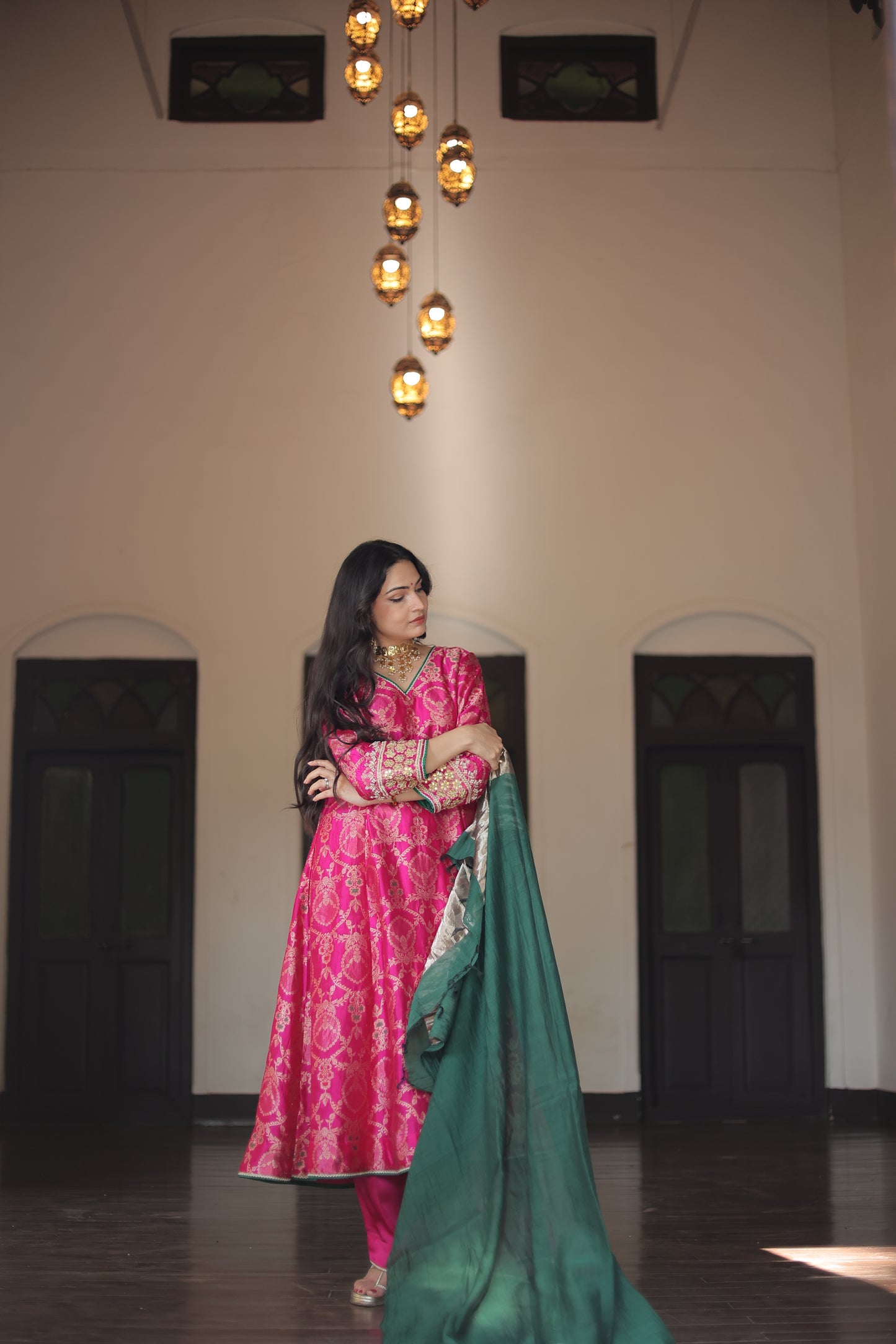Rani Silk Kurti Set With Dupatta